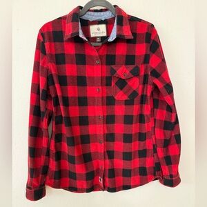 Legendary Whitetails Red and Black Plaid Fleece Shirt